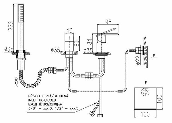 Смеситель на борт ванны Rav Slezak Loira LR563.5PZ